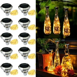 Luzes solares da garrafa de vinho, 2m, 20 LED, fio de cobre, guirlanda de fadas, luzes de corda para o Natal, decoração de casamento, atualizado