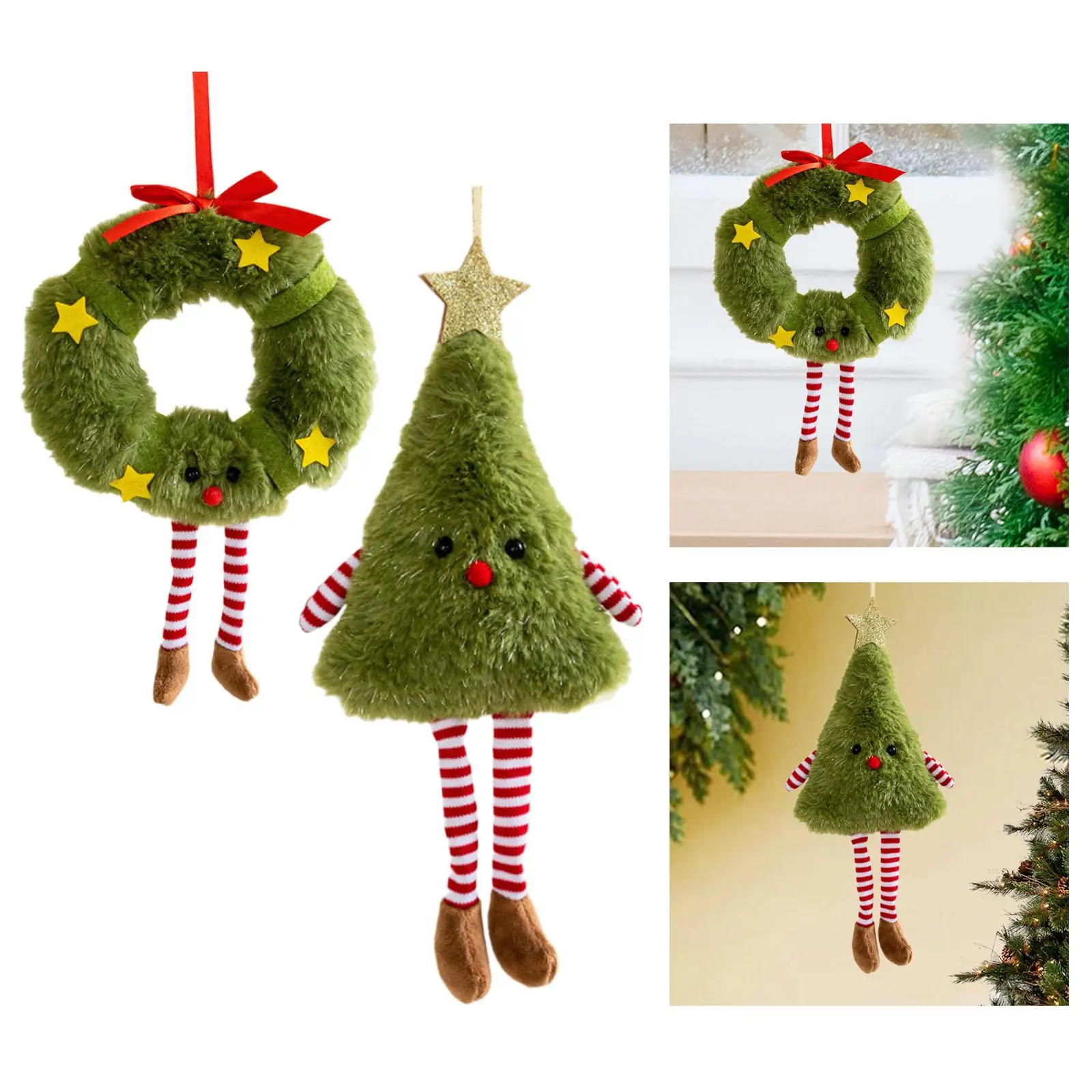 Christmas Tree Plush Pendant Display Lovely Charm Gift Party Decor Christmas Decoration for Window Wall Holiday Door Fireplace