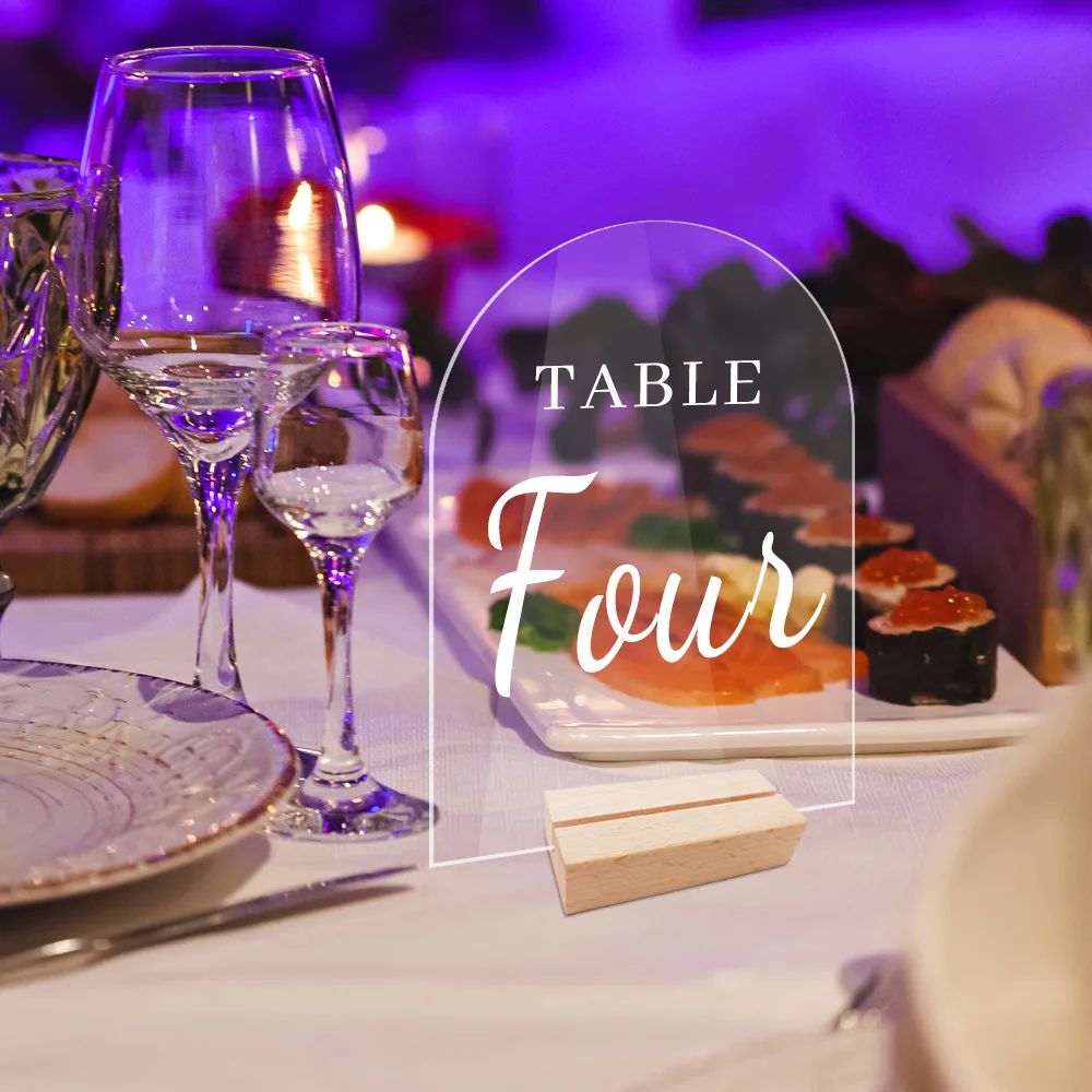 Custom Wedding Table Numbers with Wooden Stand Acrylic Geometric Table Number Signs Wedding Table Decor Place Marker for Wedding