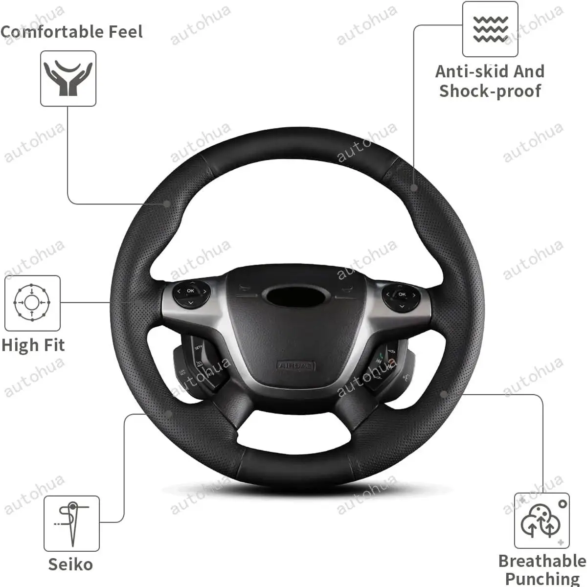 غطاء عجلة القيادة فورد 2013 كوغا/التركيز ST/الهروب // 2012 التركيز Zetec S/التركيز ST/التركيز الكهربائي/C-MAX // 2011 جراند C-MAX/التركيز