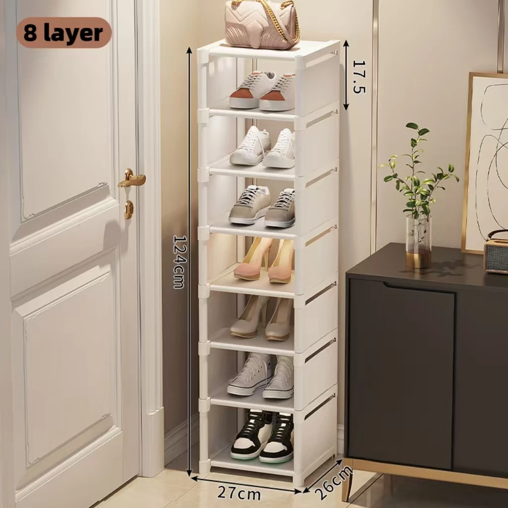 1pc 6/8 Layers White Shoe Organizer, large capacity Shoe Rack, Space-saving multi-layer shoe cabinet Adjustable Saving Cabinet