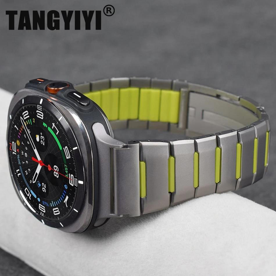Image of 22MM Edelstahl-Gummi-Zweifarbiges Uhrenarmband für Samsung Galaxy Watch Ultra 2025 47mm 9 8 Classic 7 6 40/44/46mm Garmin Armband