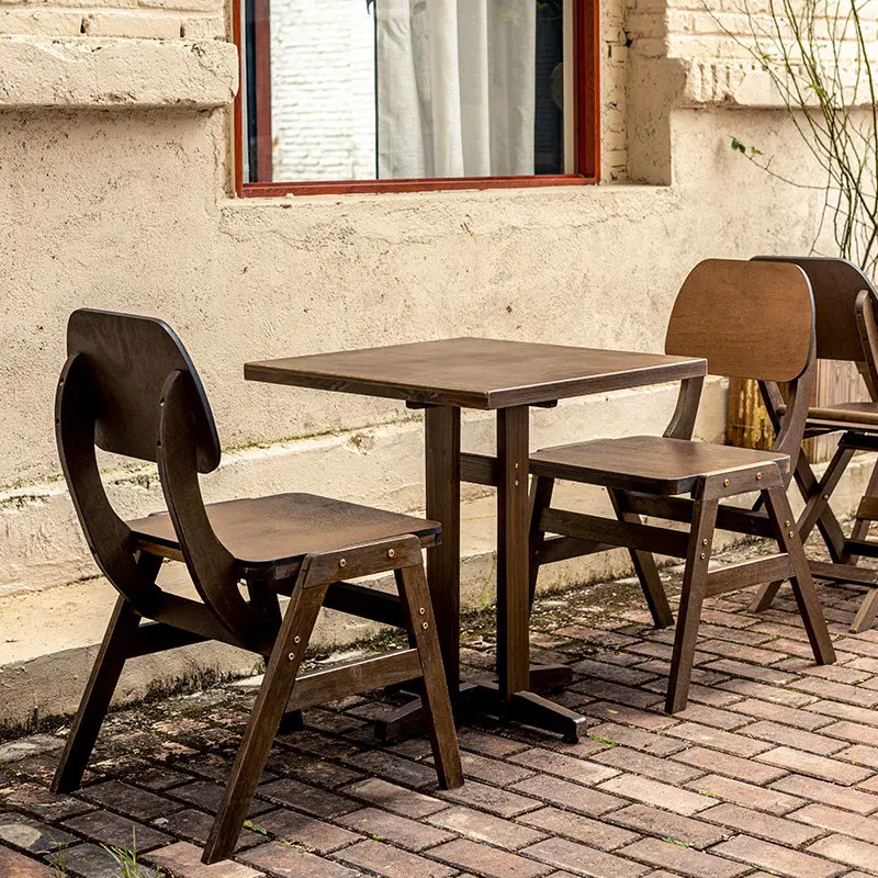 

French Retro Solid Wood Coffee Table Modern Designer Dining Balcony Coffee Table and Chair Creative Commercial Furniture FYCT