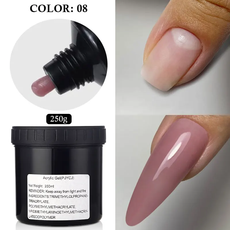 MSHARE 250g Helder Acryl Gel Harde Gel Voor Nagelverlenging Roze Naakt Wit Acrygel Hema TPO Gratis Builder Nagelgel Franse Nail Art