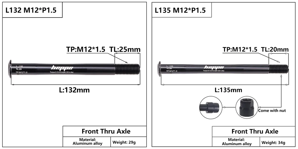 HEPPE MTB Rennrad Steckachse Vorderradgabel Welle Spieße Hinterradnabe Steckachse 12x142/148 12x100/110 Fahrrad Barrel Achse M12xP1,0/1,5 – Detail 9
