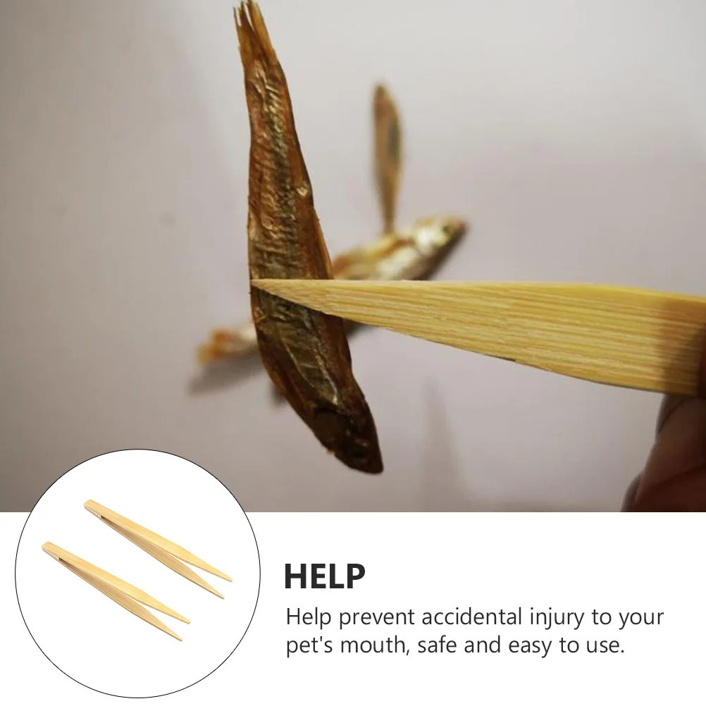 

2pcs Pet Feeding Clip Reptiles Feeding Tweezer Non-Skid Anti-Static Food Picking Tool Bamboo Wood Pet Supply Litter Cleaning