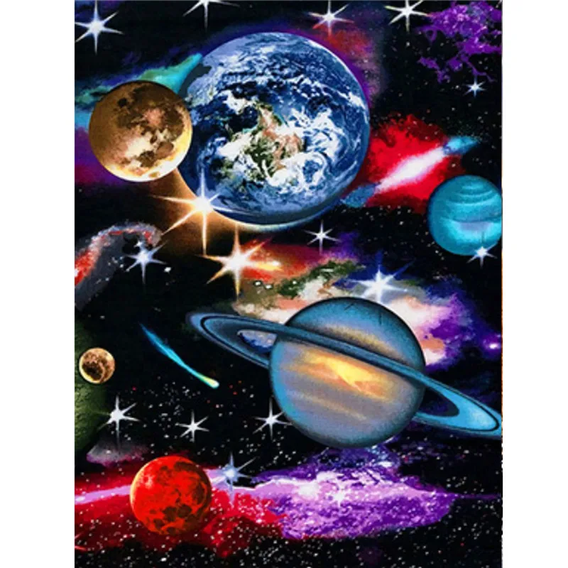 Yumeart Diamond Painting Full Square Landscape Diamond Embroidery Univer Cross Stitch Planet Picture Of Rhinestones Home Decor