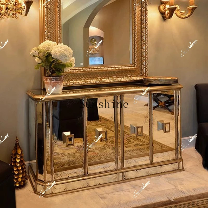 European antique decoration, mirror porch cabinet, neoclassical postmodern style  FT