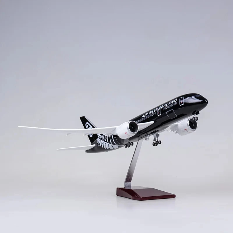 New Zealand Airlines Modelo com Luz e Roda Landing Gear, 47cm, 787, B787, Newzealand Aviões, Plástico fundido, Resina, Avião Brinquedo