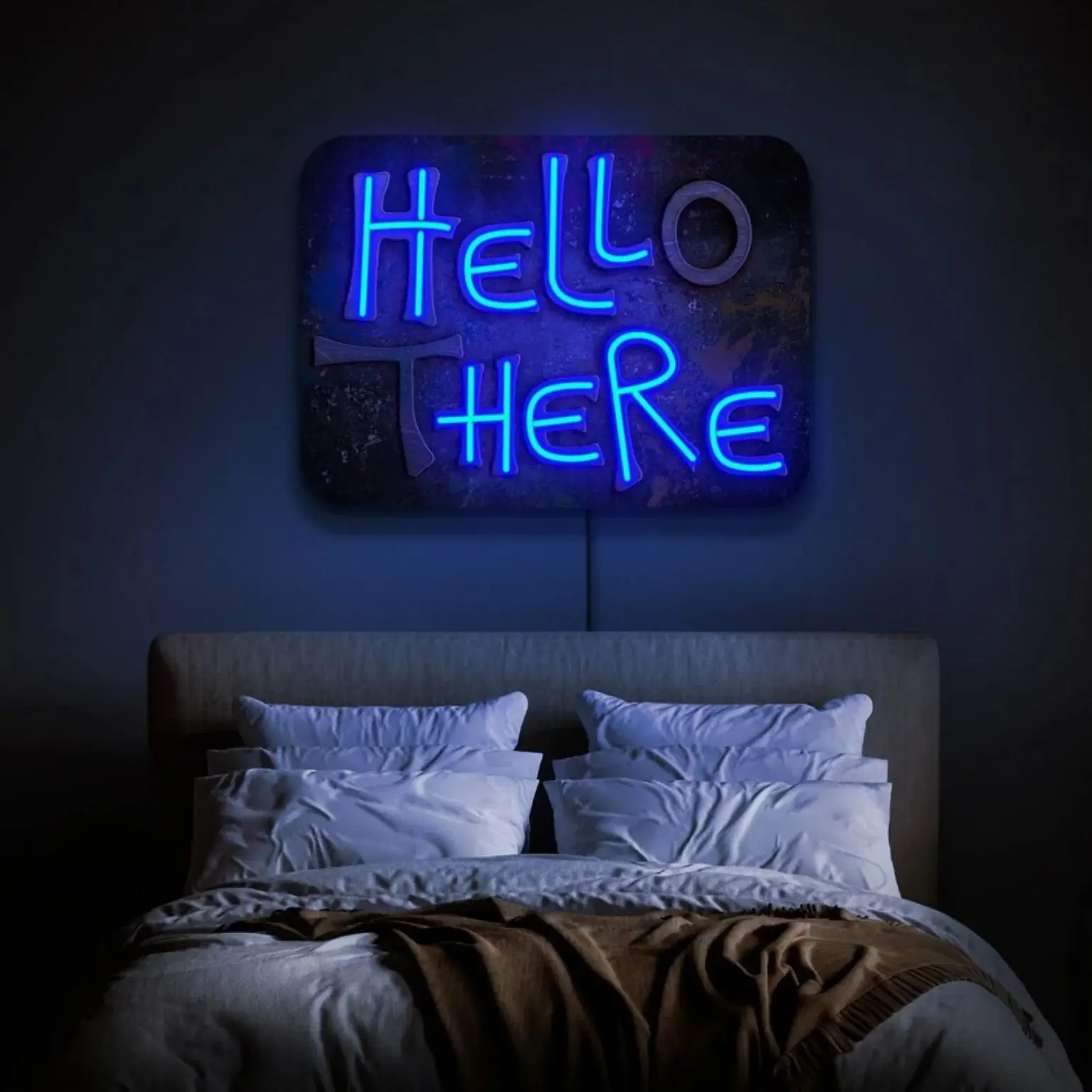 Hello There Neon Sign Hell Here Neon Sign Halloween Neon Sign Decor With Flickering O & T Halloween Decor Horror Decor Hello The