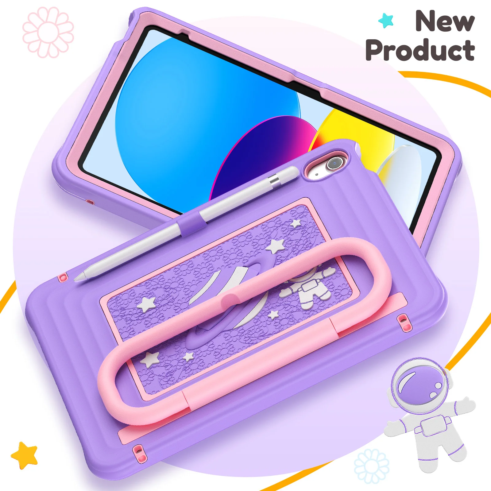 

Чехол для планшета iPad Air 11 M4, чехол для iPad Air 8 (2026), чехол для iPad Air 4, 5, 6, 7-го поколения с ручкой, защитой от падений и принтом