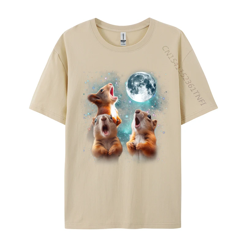 T-shirts 3 Squirrel Moon Howling Squirrel Head Funny For Men Luxury Designer T-Shirts Cotton Man T-Shirt Birthday Tops Shirt