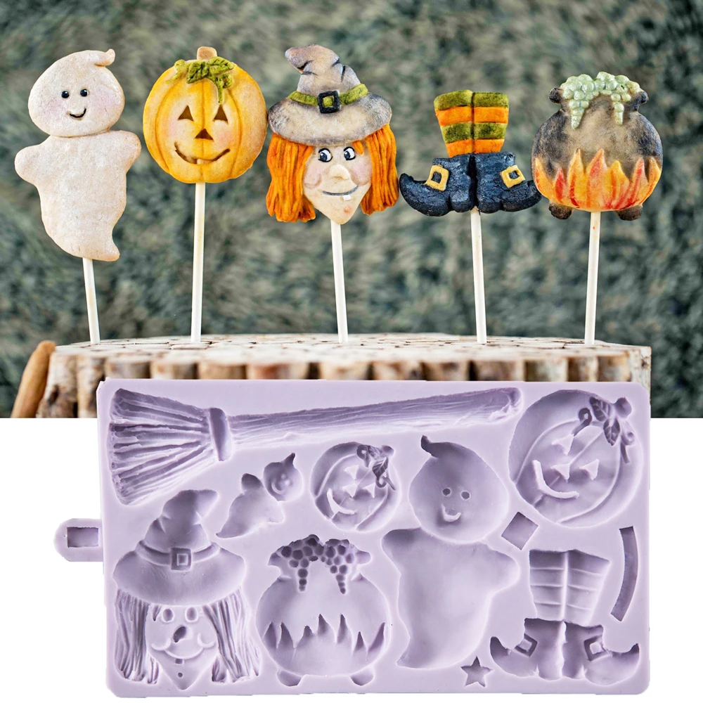 

Pumpkin Ghost Silicone Fondant Mould Halloween Sugarcraft Chocolate Candy Cake Decoration Baking Mold DIY Resin Gypsum