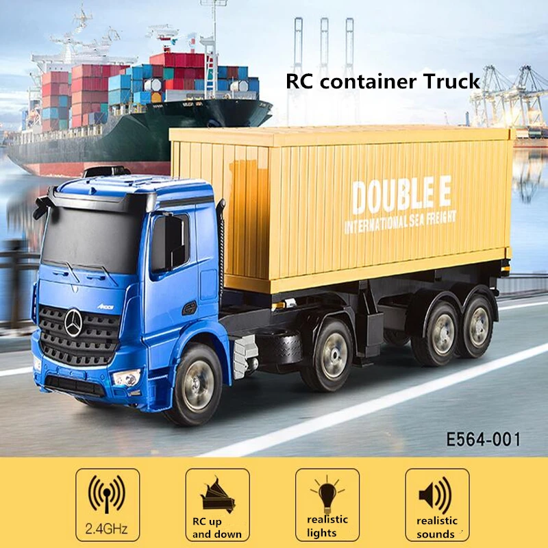 Podwójne E E564 60Cm zdalnie sterowana ciężarówka z odłączanym bagażnikiem metalowa 1:20 Rc budowa chłopców samochód ciężarowy zabawka dla prezenty dla dzieci