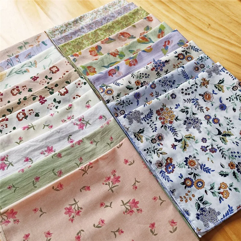 3Pcs 35x35cm Pure Cotton Japanese Korean Style Small Flower Printed Women Handkerchiefs Square Scarf Tea Party Favors For Ladies