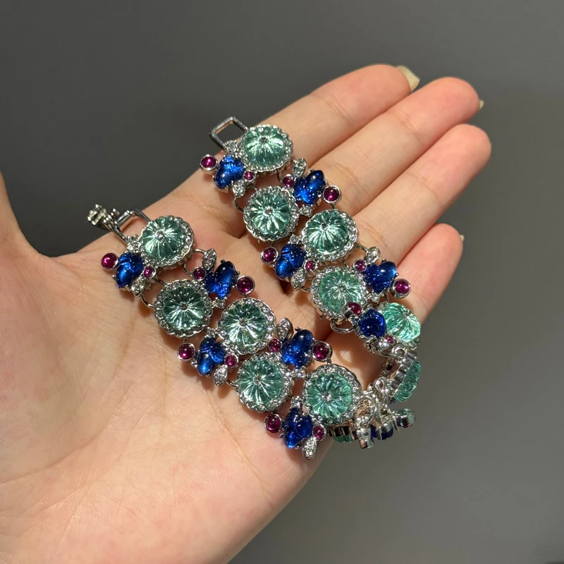

Vintage Ice Blue Pumpkin Charm Bracelets Rhinestone Crystals Decoration Accessories Women Jewelry Luxury Christmas 2026 Gifts