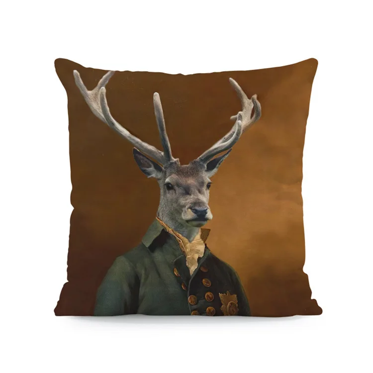 Dog Deer Pillow Case Elk Man Pillowcases for Pillows Interior for Home Decor Decorative Cushions for Elegant Sofa Pillow Cover