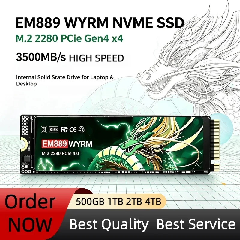 M.2 2280 EM889 SSD NVMe M.2 1TB 2TB 4TB SSD 3500MB/s PCIe Gen4.0x4 Internal Solid State Drives Disk for Laptop Desktop