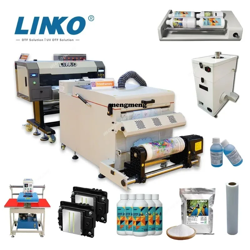 Printer With Dual i1600 Head,Shaker and Dryer Automatic Digital Fabric T-Shirt Custom DTF Printer Printing Machine