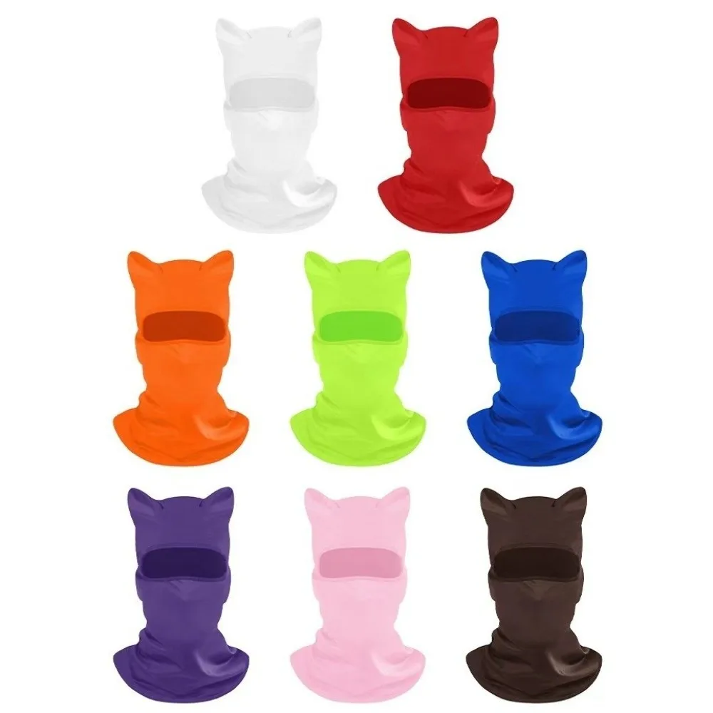Polyester Fiber Cat Ear Face Mask Soft Sun Protector Balaclava Hat Bandana Hood Hat Breathable Sunscreen Masque
