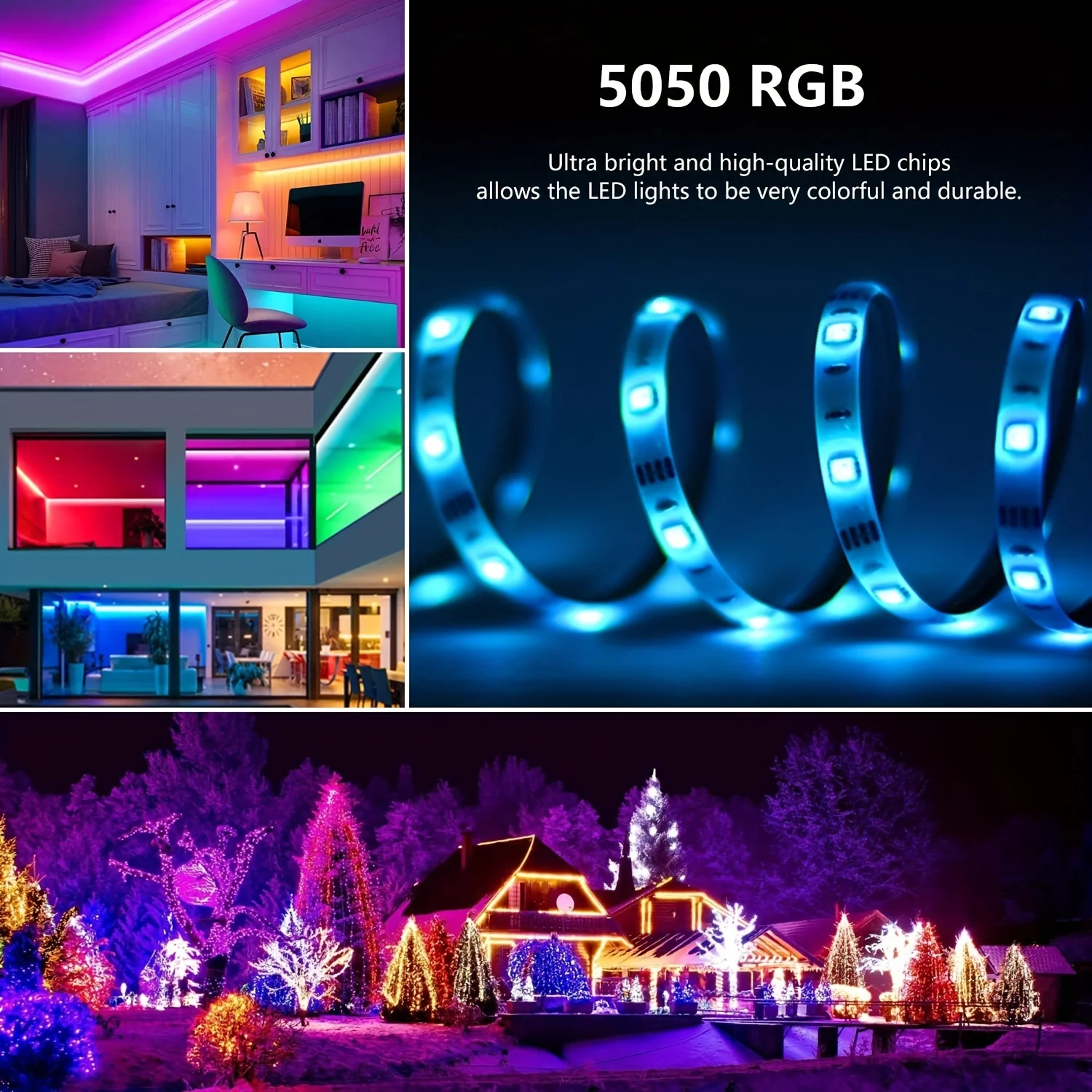 5050RGB 30 LEDS/meter LED Strip Bluetooth APP And 44K IR Control With US Adapter  For Home Decoration  And Ambient Lighting