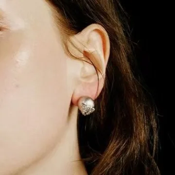 

Jenny&dave Broken Carat Wrapped Brushed Ball Earrings 925 Silver Needle Earrings Women's Earrings Ear Cuffs