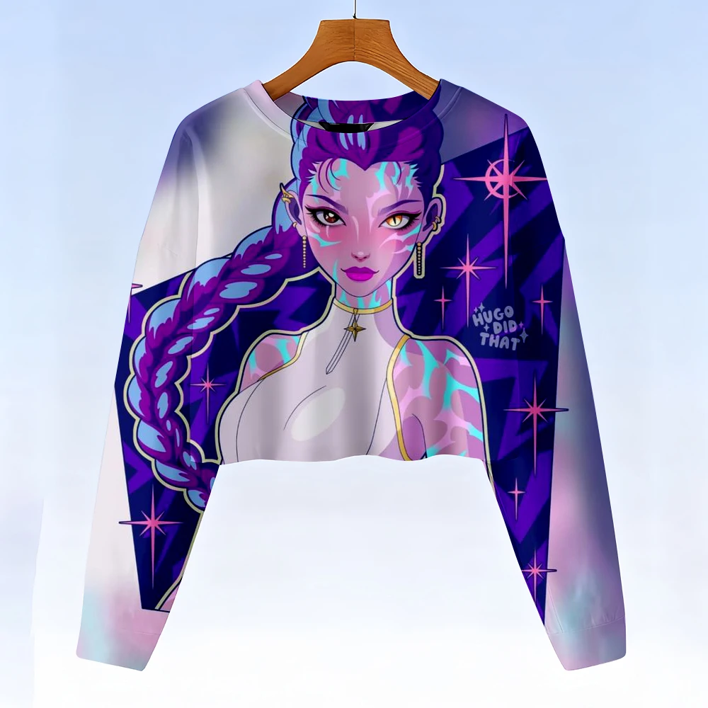 KPop شيطان الصيادين Huntrix ملابس الربيع الاطفال المحاصيل قمصان سويت شيرت بقلنسوة طفل الفتيات هوديي المراهقين الفتيات رياضية