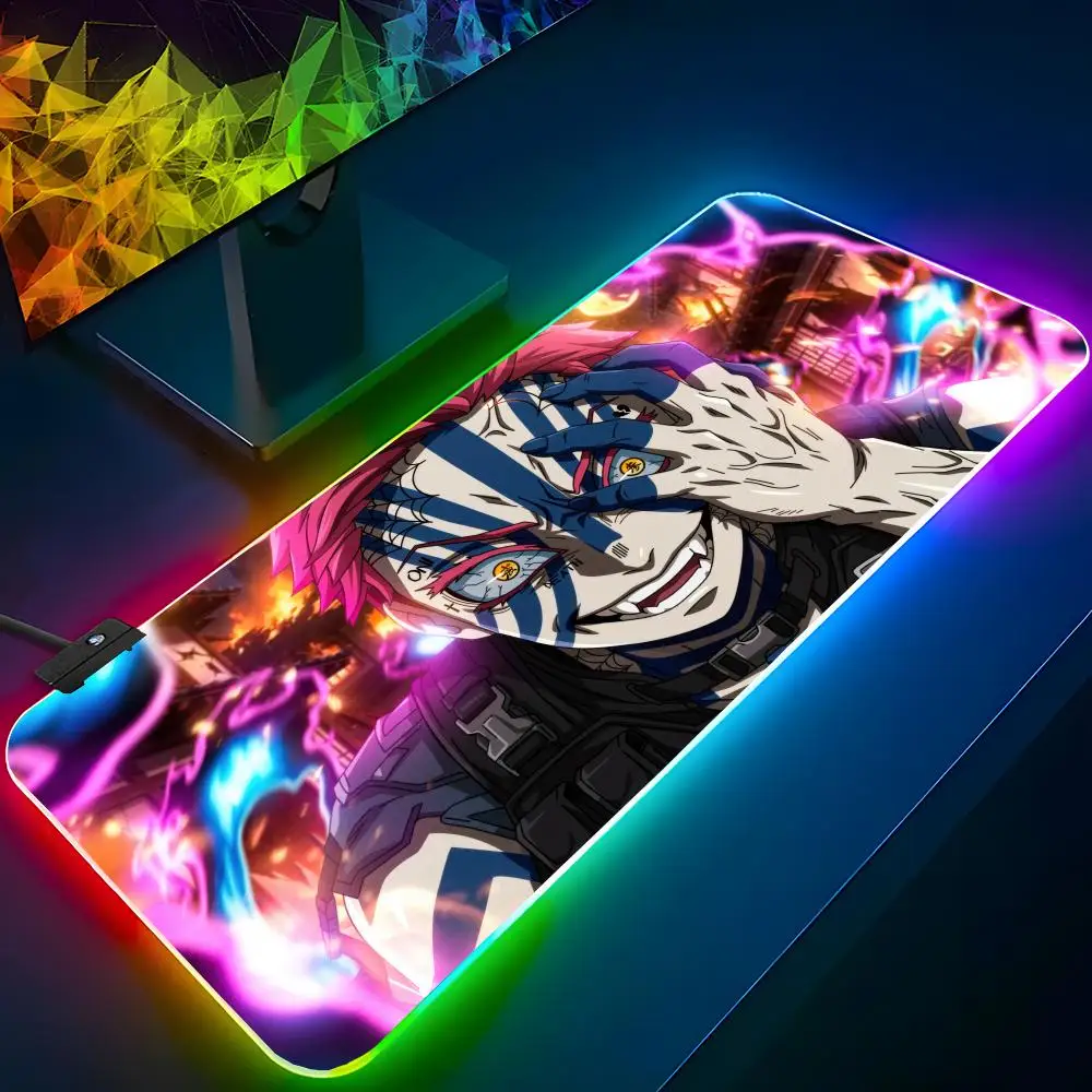 A-Akaza D-DemonS S-Slayer Mouse Pad RGB Backlit Mouse Pad Laptop Mouse Pad Laptop Gamer Computer Desk Gaming Accessories