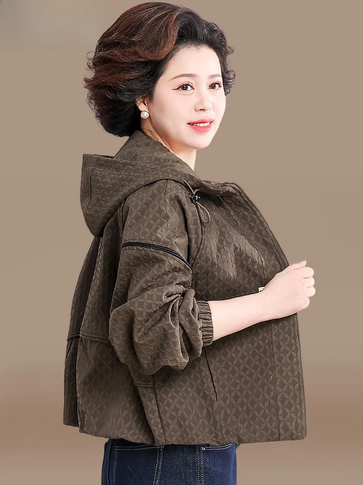 

Sli ort Jaet Top for Middle-Aged Women Faionable Mom Spring Clothes Wide-Sved Cardigan Korean Sle Polyester Fiber