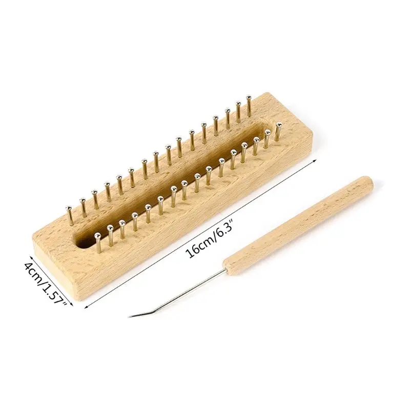 32 pinos de madeira tricô tear placa gancho kit agulha diy artesanato para chapéus meias lenços tecelagem ferramenta