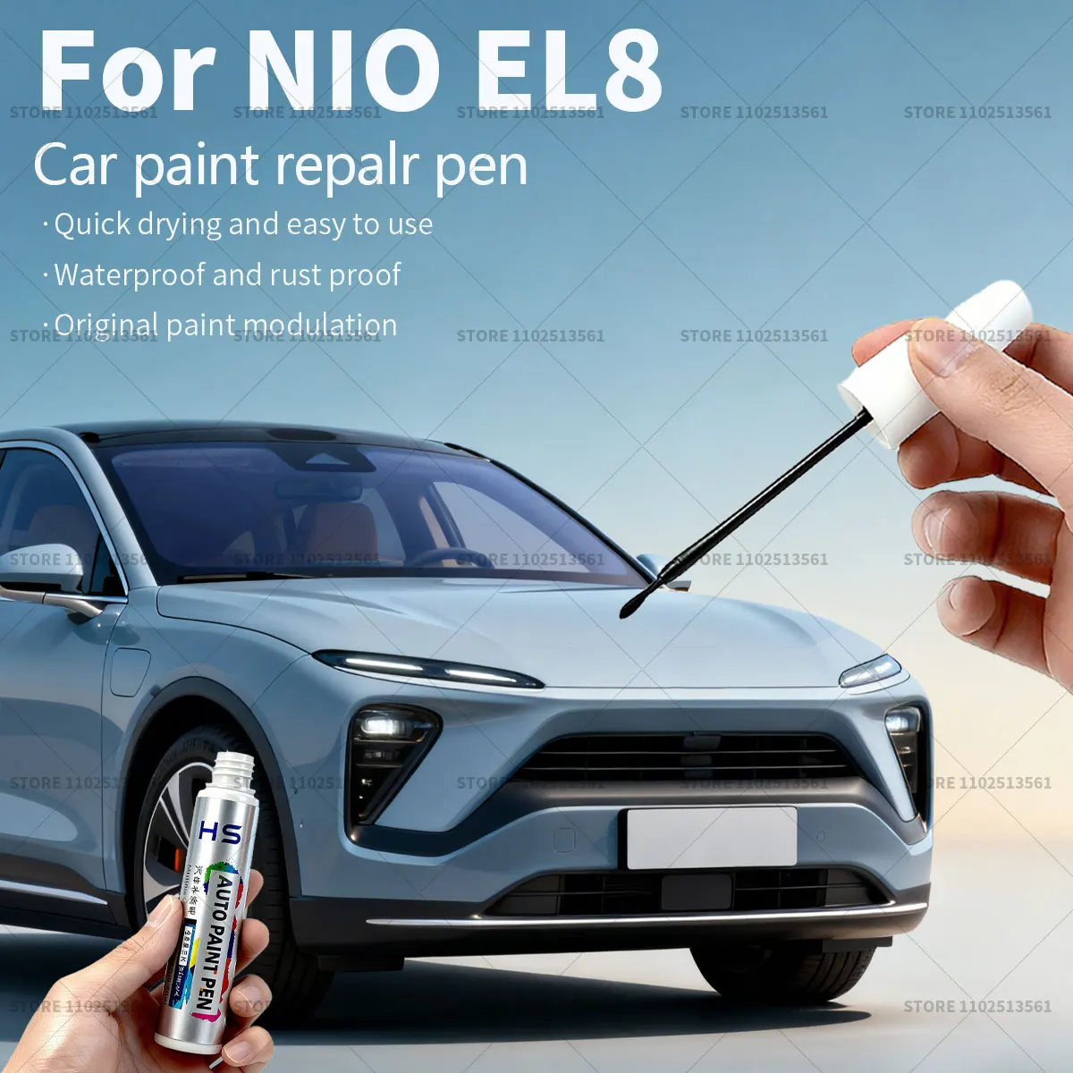 

Ручка для ремонта автомобильной краски, средство для удаления царапин, сделай сам, автоаксессуары для NIO EL8 Green HDG Brown 011, синий, черный B1HDB, белый 002