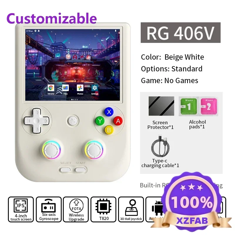 Factory Direct 2026 Anbernic Rg 406V Console, 4 Inch Ips Multi Touch, Android 13 Retro Games, 1080P Dp Fota Update