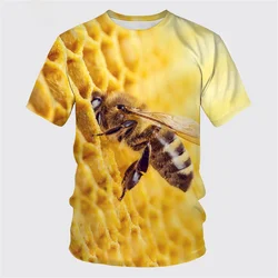 Bee Pattern 3D Printed Summer Men's Round Neck T-shirt Casual Short Sleeve Oversized Pullover Fashion Streetwear Men Clothing