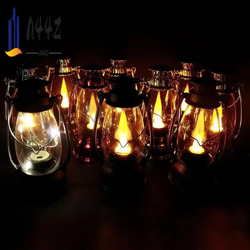 

A44Z-Vintag Candle Lanterns Small Hanging Lanterns Mini Lantern For Indoors 12Pcs With Flicker Candles For Home Decor Black