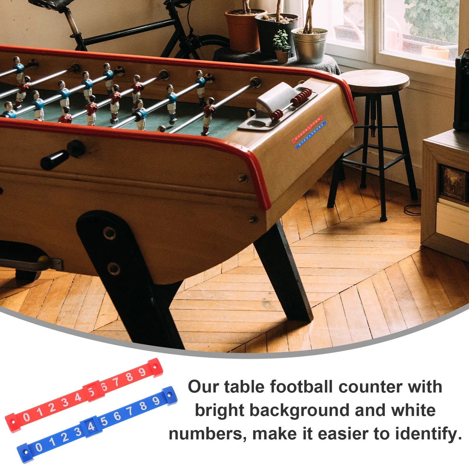 2Pcs Foosball Score Counter Table Soccer Scorekeeper with High Contrast White Digits Vivid Background Sturdy PP Construction