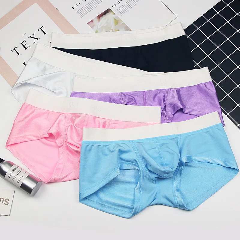 

Матовые мужские трусы-боксеры, простые однотонные скользкие мужские трусы-боксеры с высокой талией, высококачественные сексуальные дышащие мужские брюки-боксеры