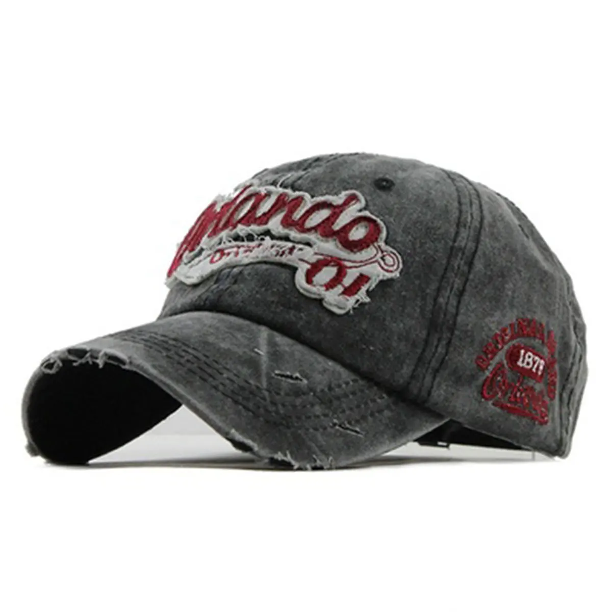 

Spring and Autumn/Summer Broken Hole Baseball Hat Retro Men's and Women's Hat Alphabet Embroidered Duck Tongue Hat