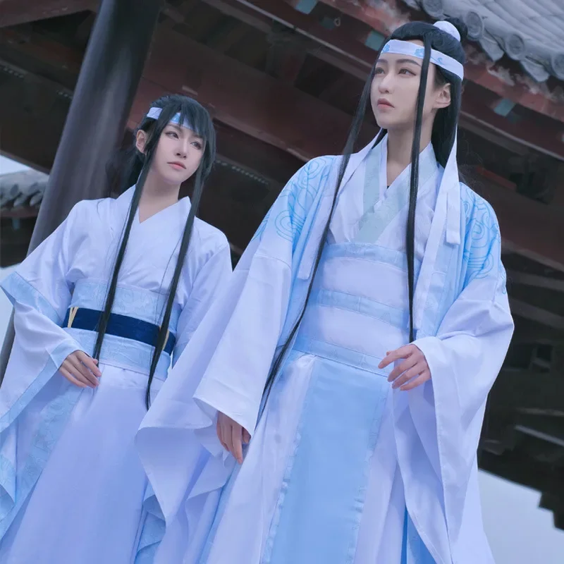 Grande Mestre do Cultivo Demoníaco Cosplay Traje, Peruca Hanfu Masculina, Mo Dao Zu Shi, Lan Sizhui, Lan Jingyi