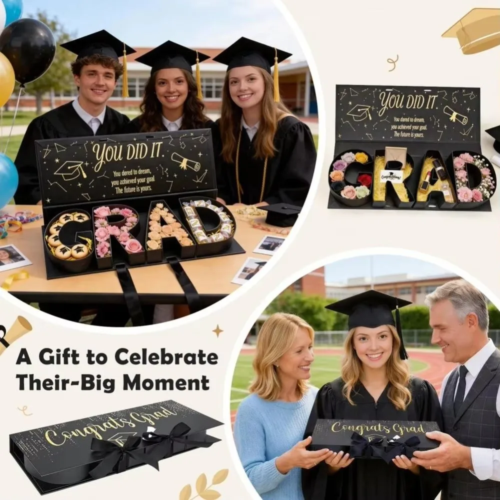 

Подарочная коробка для выпускников с возможностью самостоятельного наполнения, в форме буквы, из бумаги, для самостоятельного изготовления, коробка для памятных вещей, выпускной подарок для старшеклассников