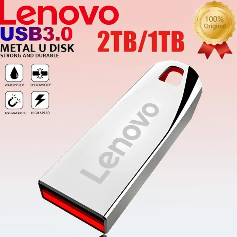 레노버 USB 3.0 플래시 드라이브, 고속 금속 펜드라이브, 휴대용 USB 드라이브, 방수 메모리, USB 플래시 디스크, 2TB, 1TB, 512GB, 256GB