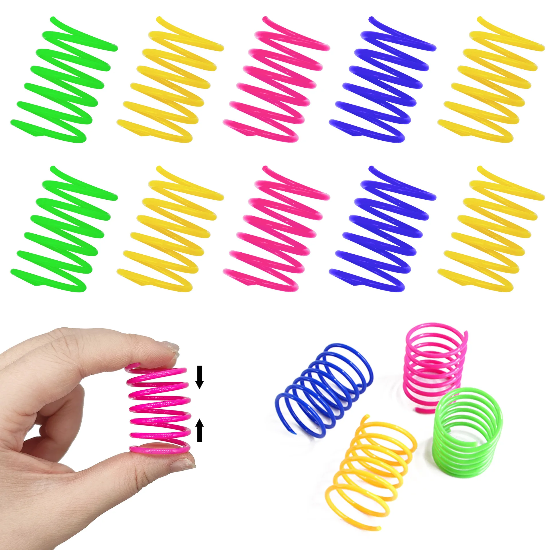 10pcs Creative Colourful Spring Toy Plastic Elastic Fingertip Toy Children's Decompression Vent Stress Relief Gadgets Toys Gifts