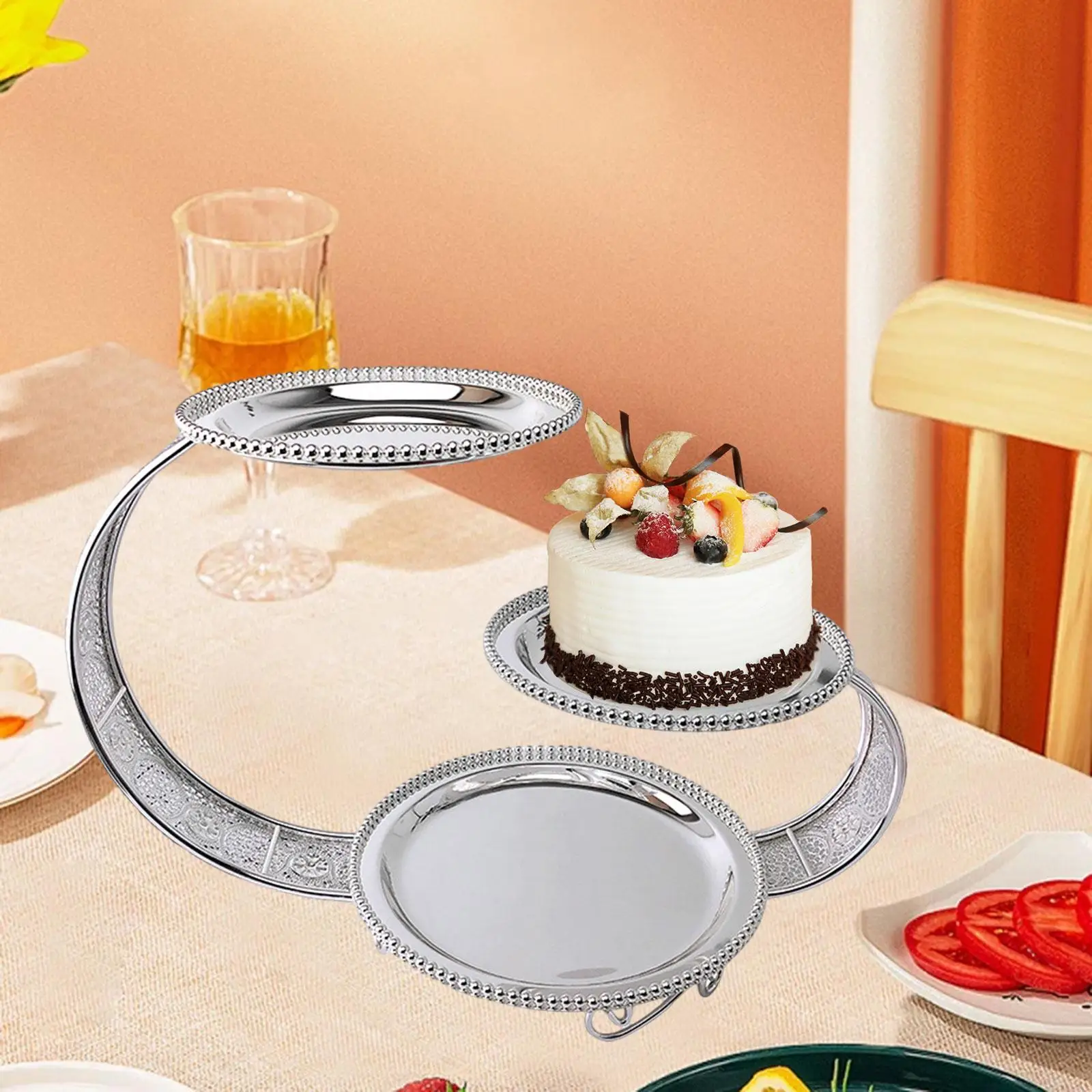 

Metal Cake Stand Rack 3 Tiers for Festival Birthday Countertop