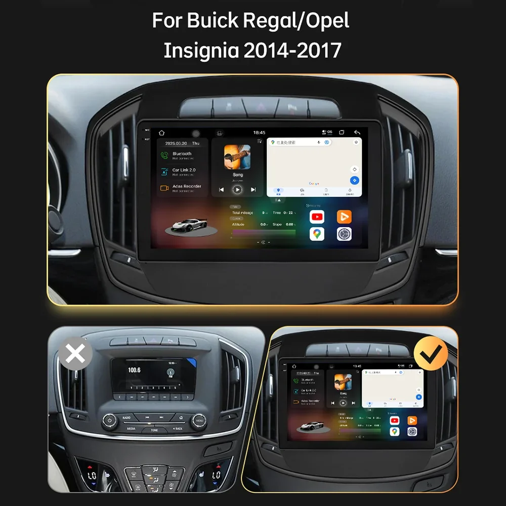 Eunavi Radiointelligent Car Intelligent Systems For Opel Insignia Buick Regal 2014-2017 GPS Navigation Autoradio CarPlay