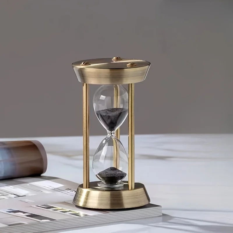 

Elegant 10-Minute Bronze Timer Sand Timer – Vintage-Style Glass and Metal Time Management Tool, No Batteries Needed,Home Decor