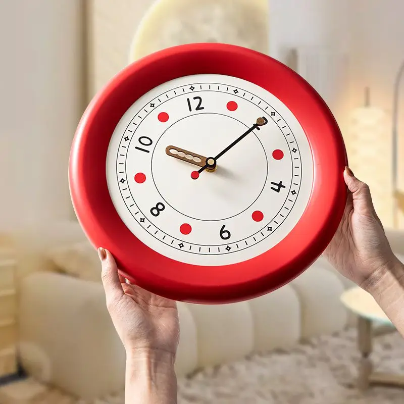 

Ins Mute Fashion Wall Clock Modern Living Room Bedroom Cream Wall Hanging Clock Watch Home Decoration