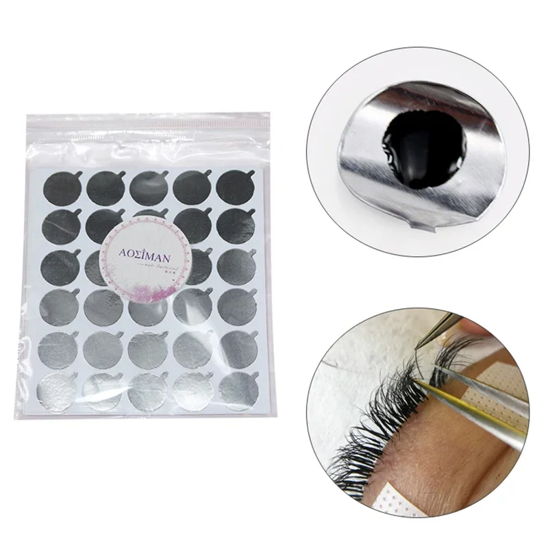 300pcs Eyelash Glue Holder Foil Pallet Glue Paper Patches Sticker For Eyelash Extension Disposable Glue Paper Pad Eye Sticker