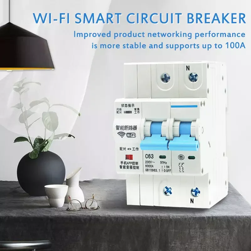 1-4P WIFI Smart Circuit Breaker WiFi Interruptor Automático 230V/240V IoT Smart Home Air Switch
