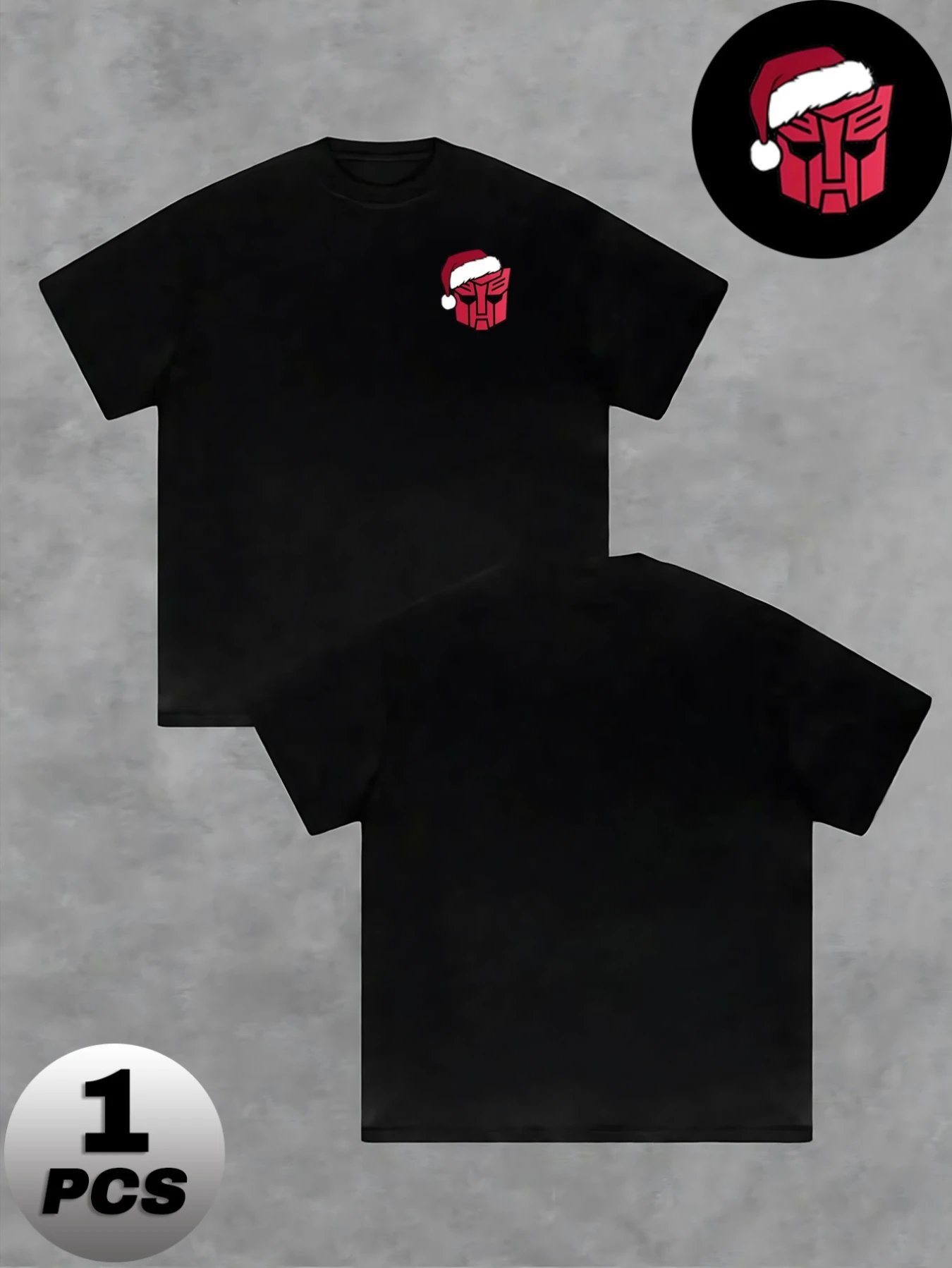 Transformers Christmas Boppy T-shirt imprimé logo rouge – Haut décontracté à manches courtes tendance pour homme, cadeau parfait pour petit ami