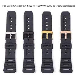 TPU strap bracelet for Casio CA-53W CA-61W FT-100W W-520U W-720G Sport Watch band waterproof soft watchband Belt wristband 20mm