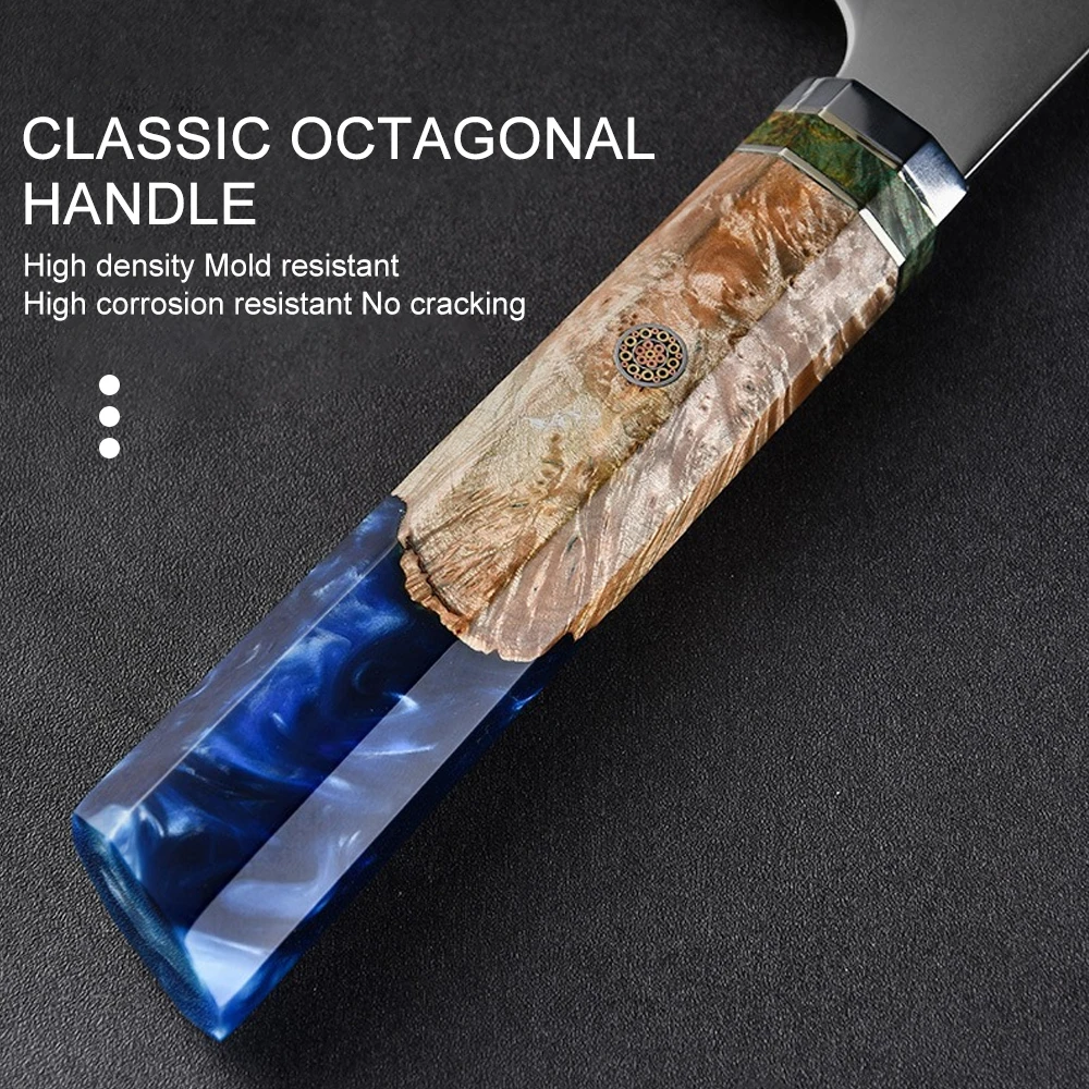Faca japonesa kiritsuke, faca de chef de damasco de aço de 7 camadas, faca japonesa profissional de 8 espaços com caixa de presente, faca sashimi